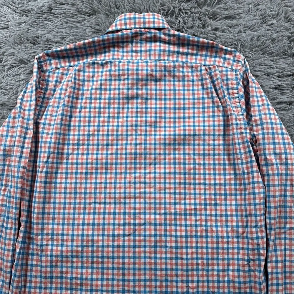 J Crew Shirt Medium Red Blue Button Up Ludlow Gingham Check Preppy Office Mens